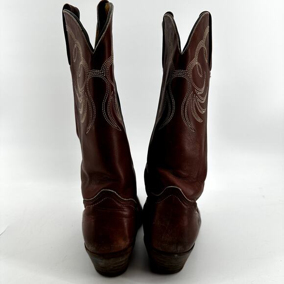 Vintage Frye Cowboy Boots Leather Calf USA Stitched Western Heel Brown 9.5EE main image 6